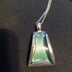 Green and Silver Triad Pendant Necklace